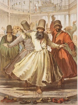 romantic romantism Painting - Dancing Dervishes in Galata Mawlawi House Amadeo Preziosi Neoclassicism Romanticism